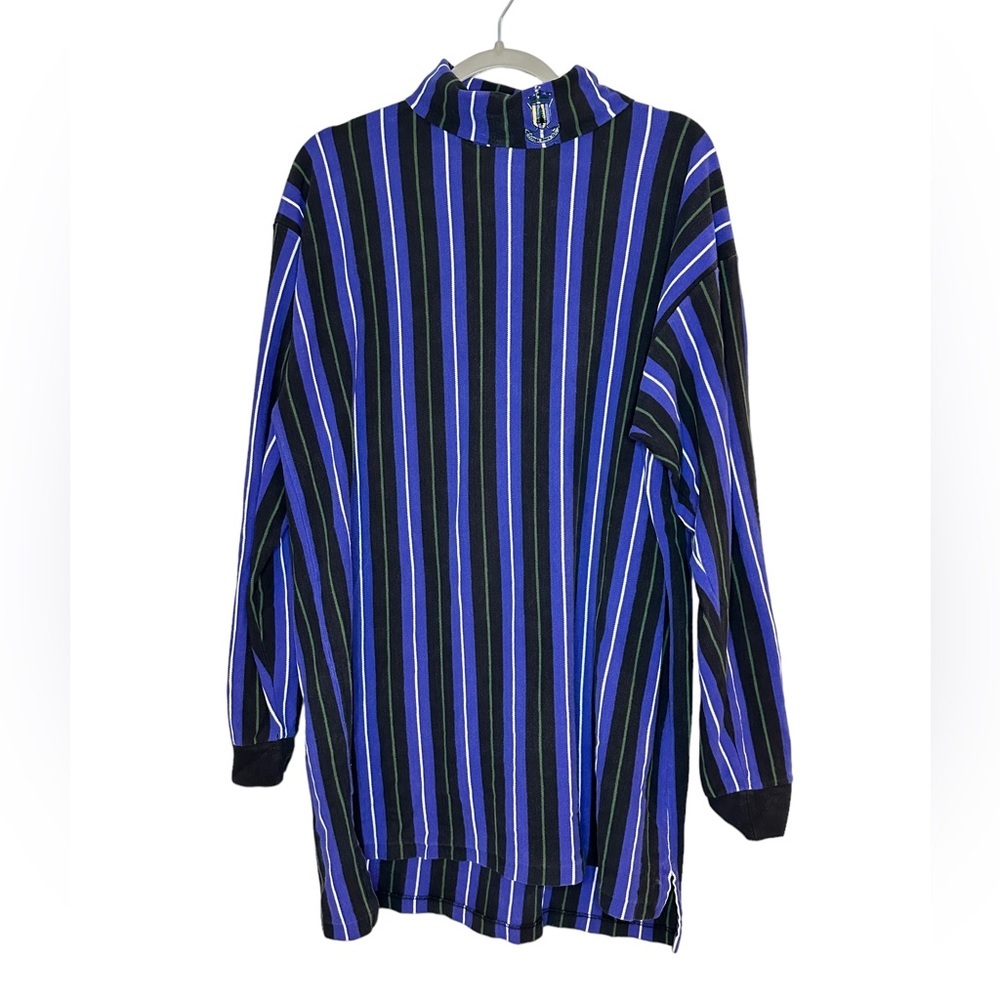 Duckster Vintage Striped Long Sleeve Turtle Neck Cotton Sweater SZ XL (B328)